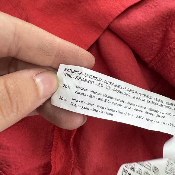 Zara Skirt Womens Small Red Linen Blend High Waist Mini Casual Summer - Picture 4 of 7